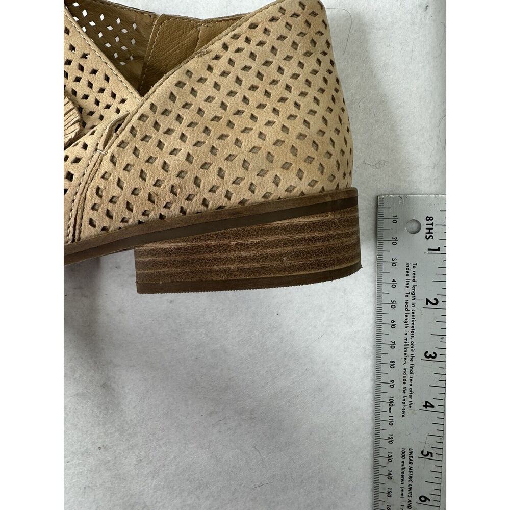 Lucky Brand Tan Side‎ Zipper Slip On Ankle Boots Bootie 9 / 40 Fringe Accent - Picture 5 of 11